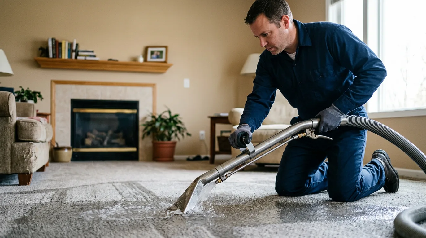 Water damage restoration technician working near Glen, WV